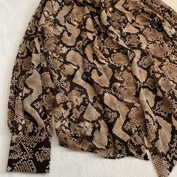 Altuzarra x Target | Snakeskin Pattern Sheer Front Bow Long Sleeve Blouse (L) - Picture 7 of 16